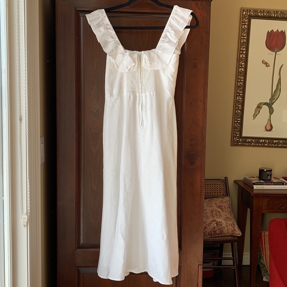 ☀️REFORMATION Amethyst linen midi dress with slit & ruffles - Picture 11 of 14